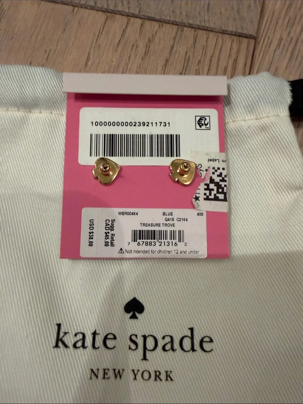 kate spade Kids Teal Crystal Stud Earrings
